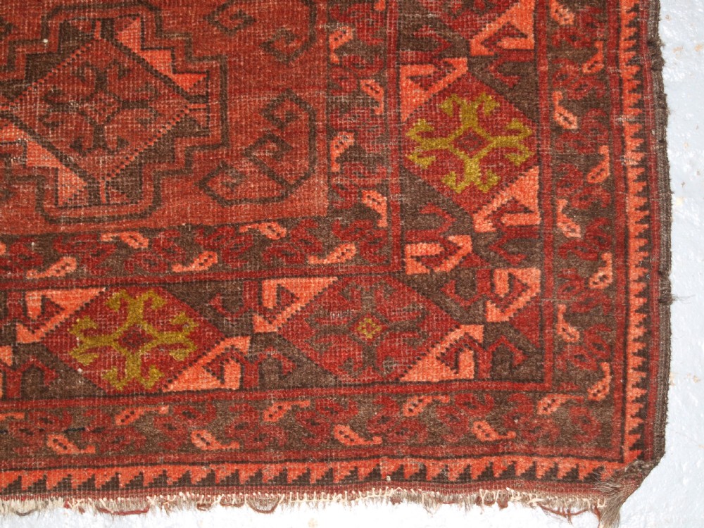 OLD AFGHAN VILLAGE RUG, SOFT BROWN COLOUR, SOME WEAR, LIVED WITH LOOK, CIRCA 1920. View XI