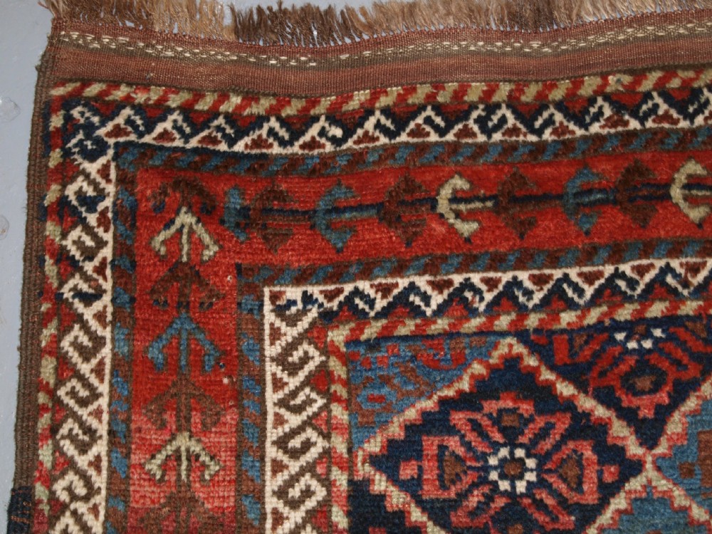ANTIQUE KORDI RUG, KURDS OF KHORASSAN, LIGHT BLUE GROUND, CIRCA 1900. View VI