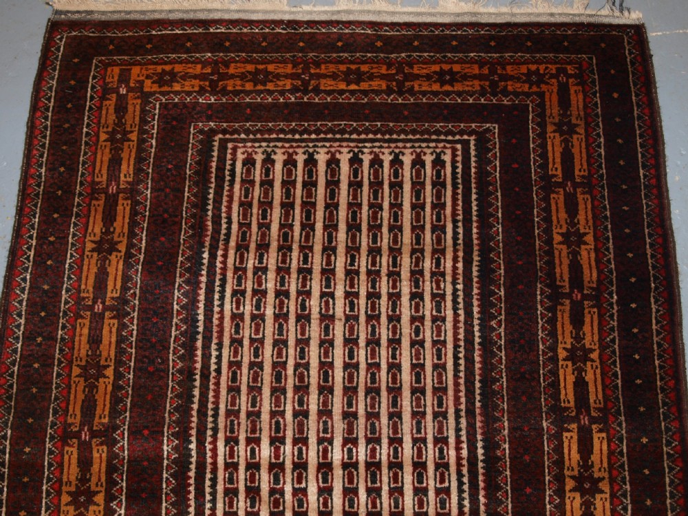 OLD AFGHAN KIZIL AYAK MOSQUE PRAYER RUG, UNUSUAL DESIGN, CIRCA 1920. View II