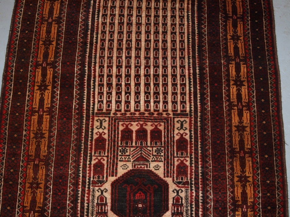 OLD AFGHAN KIZIL AYAK MOSQUE PRAYER RUG, UNUSUAL DESIGN, CIRCA 1920. View III