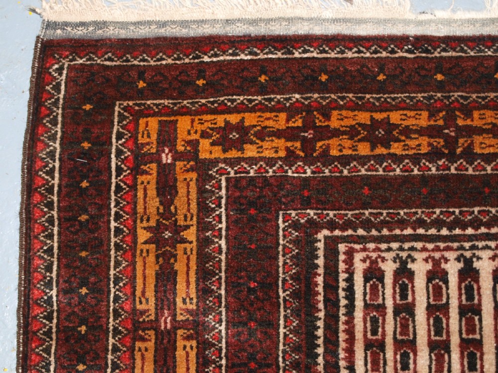 OLD AFGHAN KIZIL AYAK MOSQUE PRAYER RUG, UNUSUAL DESIGN, CIRCA 1920. View V
