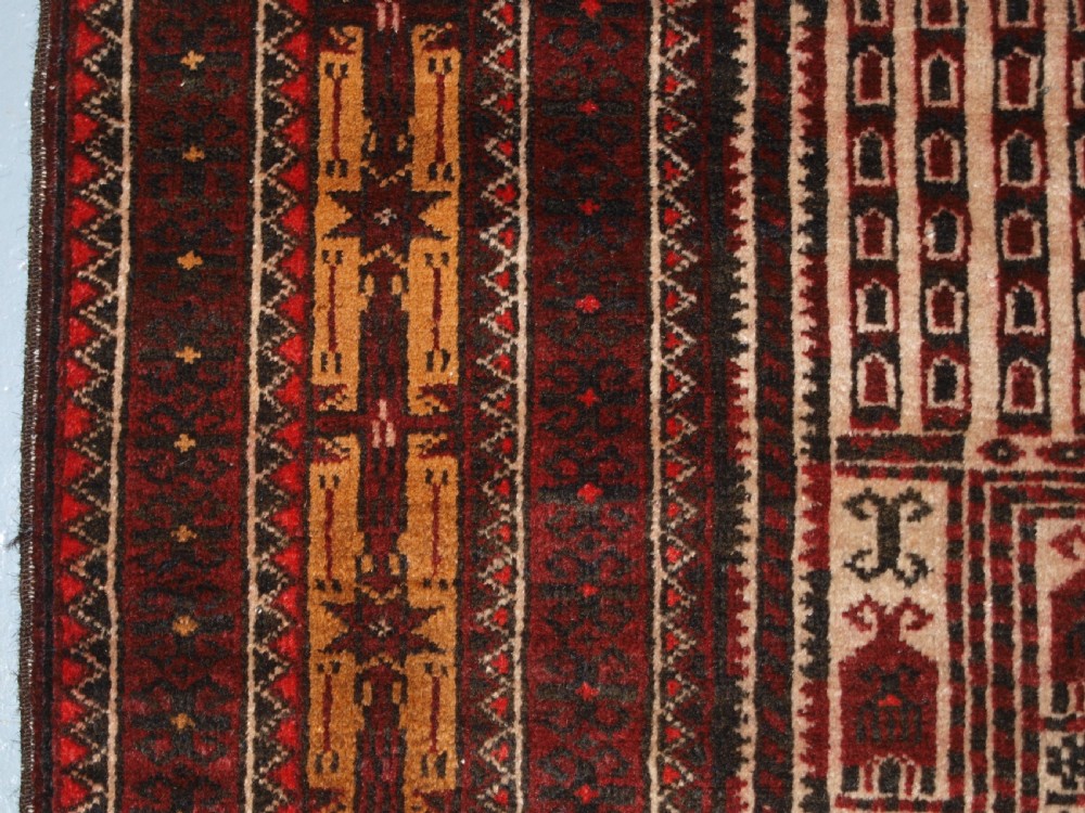 OLD AFGHAN KIZIL AYAK MOSQUE PRAYER RUG, UNUSUAL DESIGN, CIRCA 1920. View VI