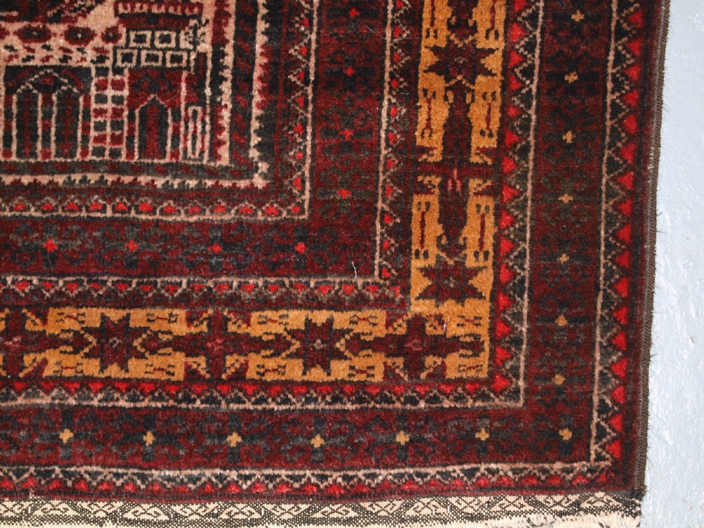 OLD AFGHAN KIZIL AYAK MOSQUE PRAYER RUG, UNUSUAL DESIGN, CIRCA 1920. View VII