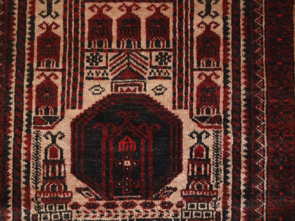 OLD AFGHAN KIZIL AYAK MOSQUE PRAYER RUG, UNUSUAL DESIGN, CIRCA 1920. View VIII