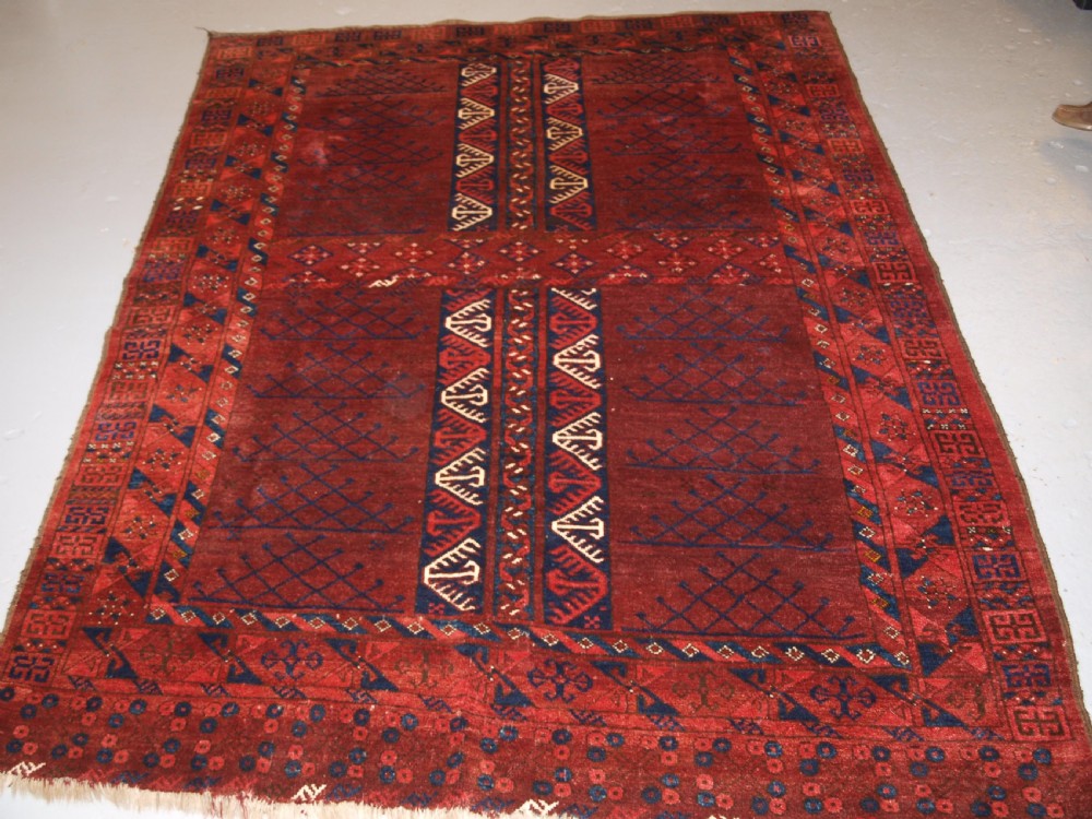 OLD AFGHAN RUG OF ERSARI TURKMEN ENSI DOOR HANGING DESIGN, CIRCA 1920.