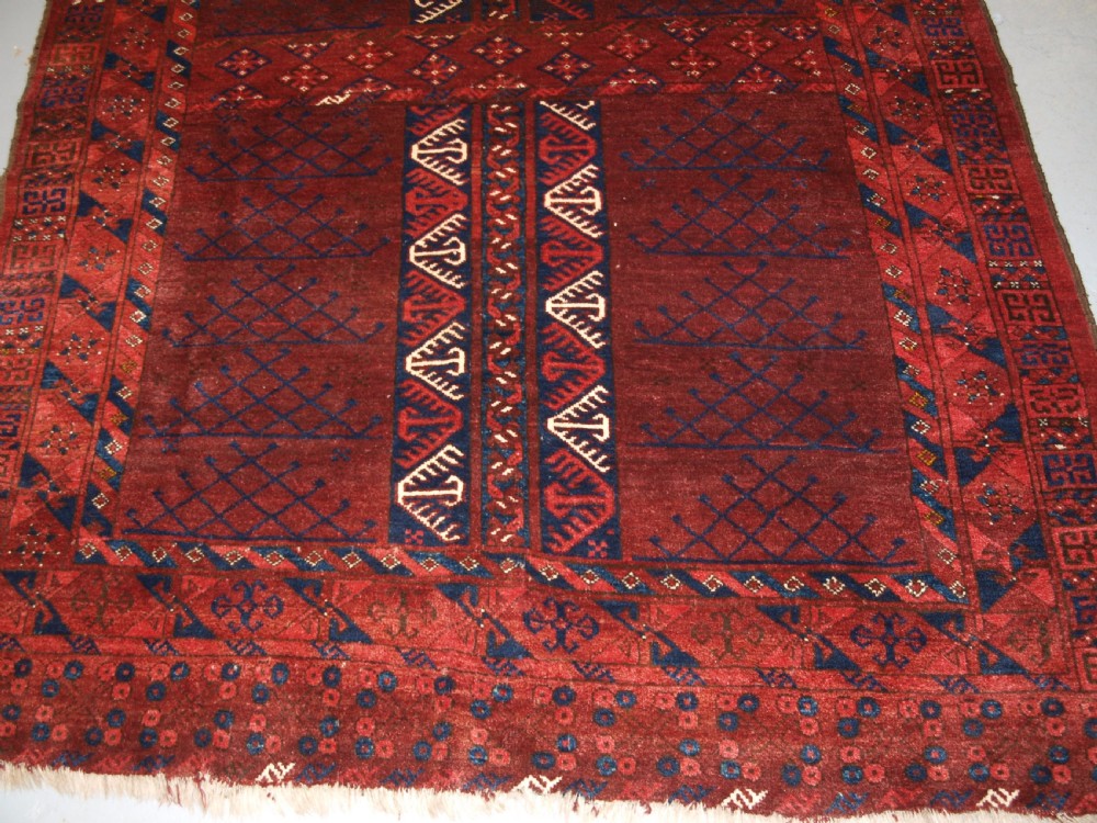 OLD AFGHAN RUG OF ERSARI TURKMEN ENSI DOOR HANGING DESIGN, CIRCA 1920. View VI