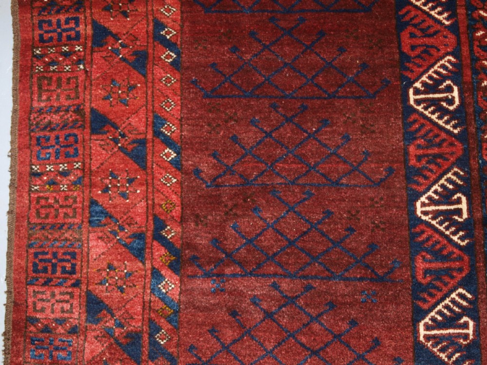 OLD AFGHAN RUG OF ERSARI TURKMEN ENSI DOOR HANGING DESIGN, CIRCA 1920. View XI