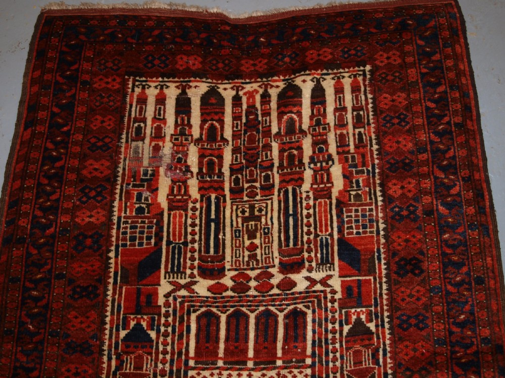 ANTIQUE AFGHAN KIZIL AYAK MOSQUE PRAYER RUG, CIRCA 1900/20. View III