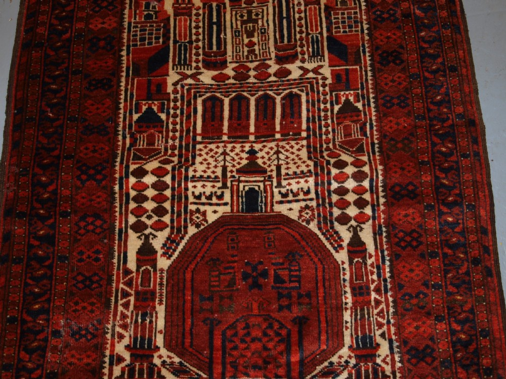 ANTIQUE AFGHAN KIZIL AYAK MOSQUE PRAYER RUG, CIRCA 1900/20. View IV