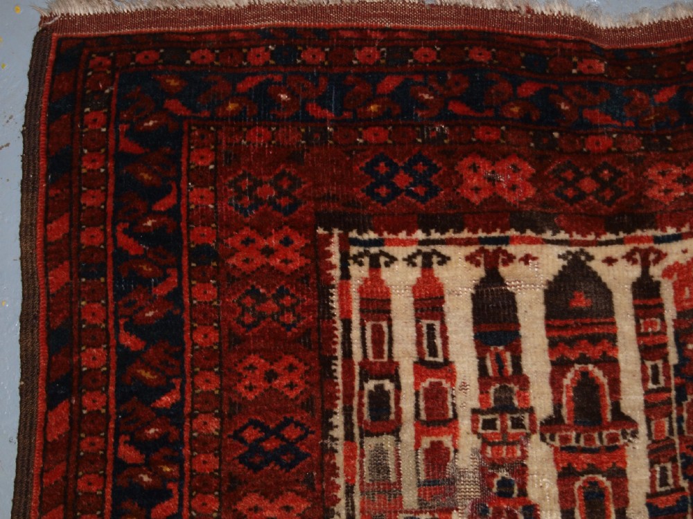 ANTIQUE AFGHAN KIZIL AYAK MOSQUE PRAYER RUG, CIRCA 1900/20. View VI