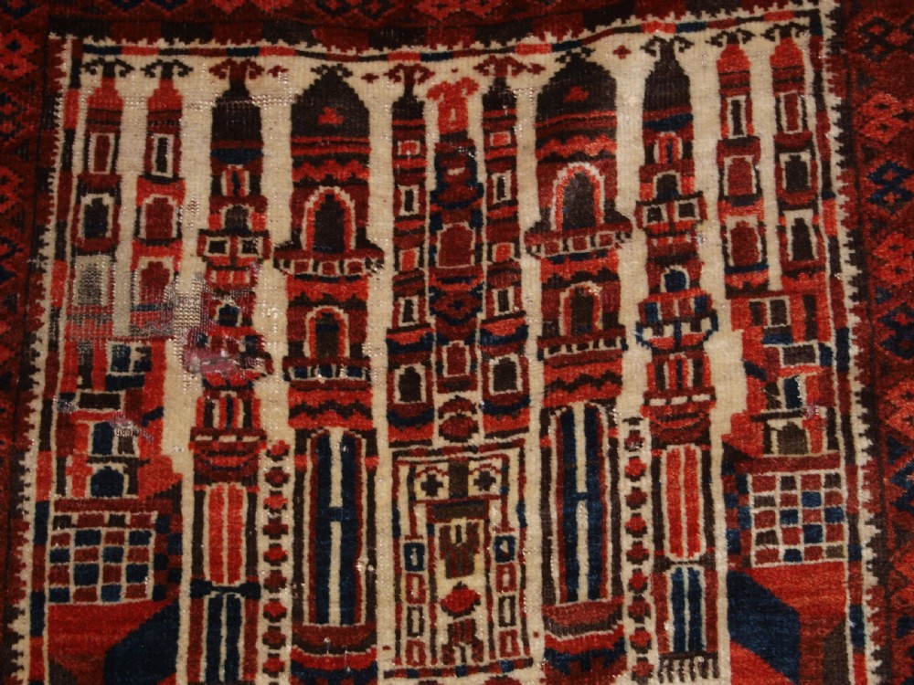 ANTIQUE AFGHAN KIZIL AYAK MOSQUE PRAYER RUG, CIRCA 1900/20. View VIII