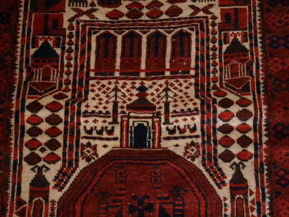 ANTIQUE AFGHAN KIZIL AYAK MOSQUE PRAYER RUG, CIRCA 1900/20. View IX