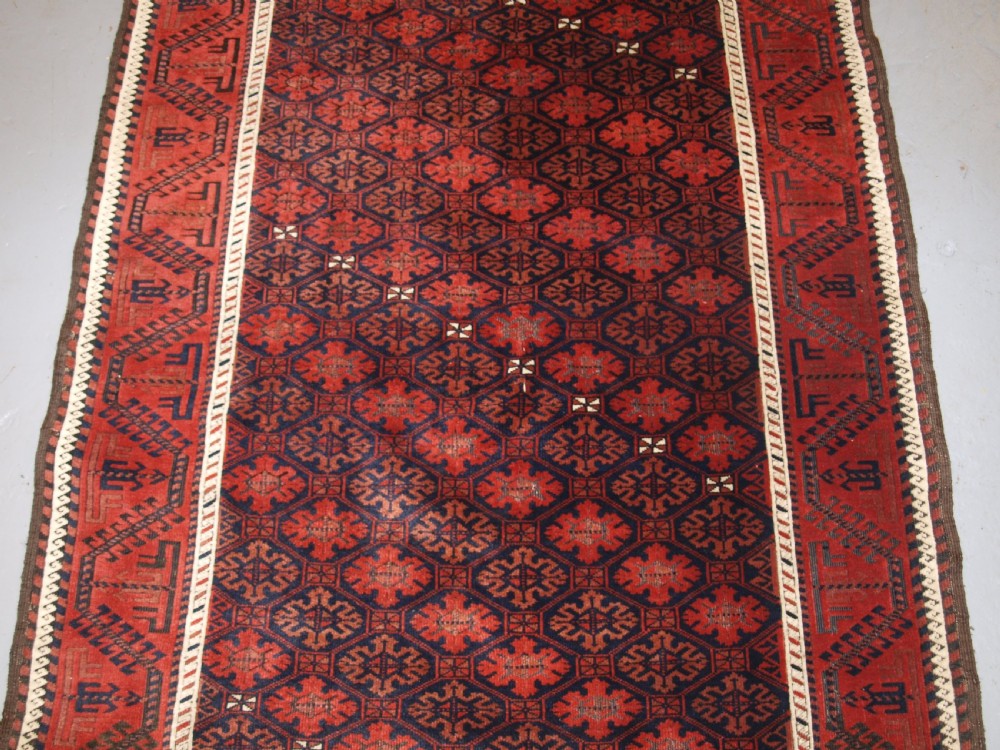 ANTIQUE BALUCH RUG, KHORASSAN REGION, EASTERN PERSIA, SNOWFLAKE LATTICE DESIGN, 4TH QUARTER 19TH CENTURY. View III