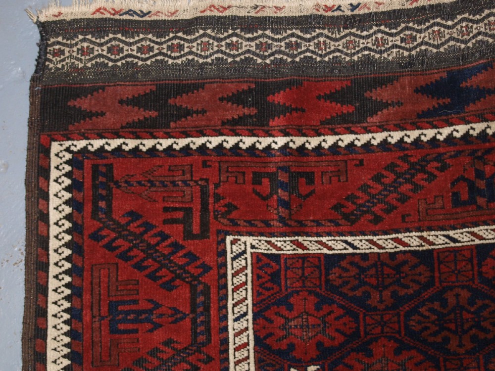 ANTIQUE BALUCH RUG, KHORASSAN REGION, EASTERN PERSIA, SNOWFLAKE LATTICE DESIGN, 4TH QUARTER 19TH CENTURY. View V