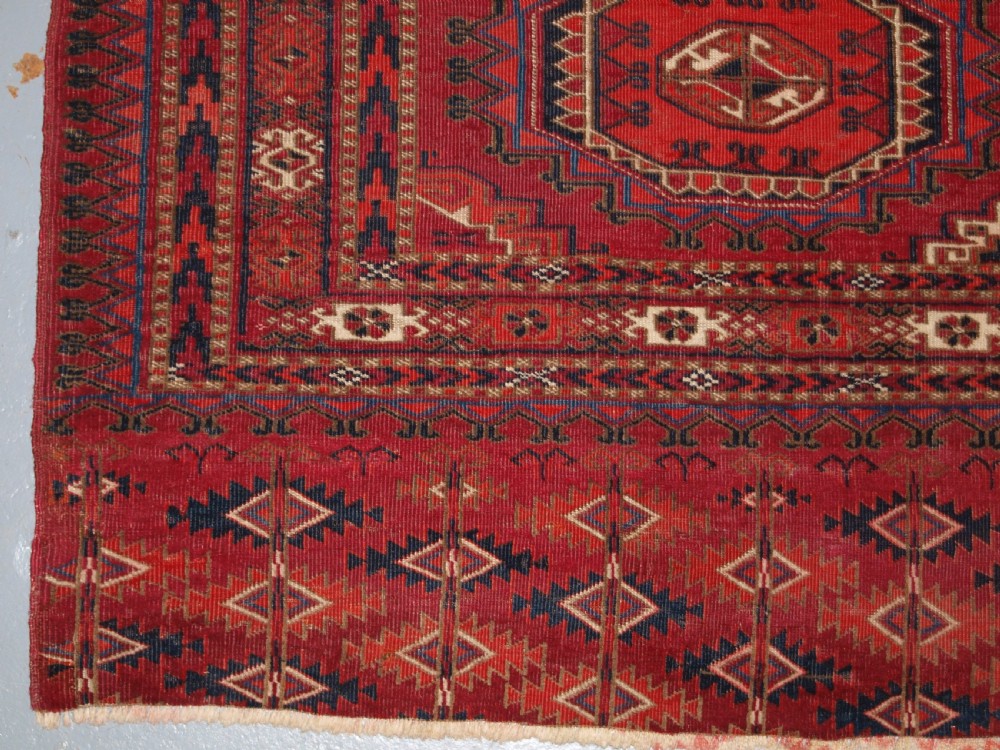 ANTIQUE TEKKE TURKMEN CHUVAL WITH SALOR GULS, VERY FINE WEAVE, CIRCA 1880. View VI