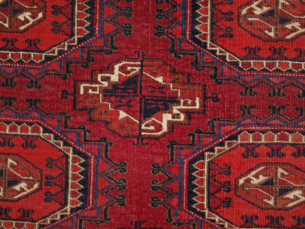 ANTIQUE TEKKE TURKMEN CHUVAL WITH SALOR GULS, VERY FINE WEAVE, CIRCA 1880. View VII