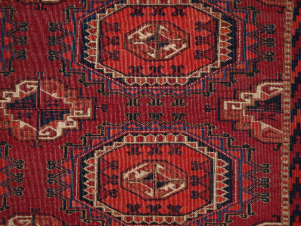 ANTIQUE TEKKE TURKMEN CHUVAL WITH SALOR GULS, VERY FINE WEAVE, CIRCA 1880. View XI