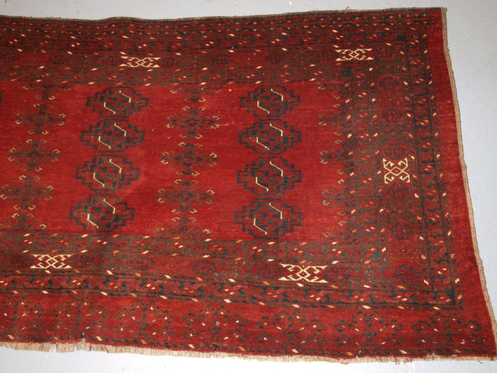 ANTIQUE ERSARI TURKMEN CHUVAL, LARGE SIZE, 12 GUL DESIGN, CIRCA 1900. View IV