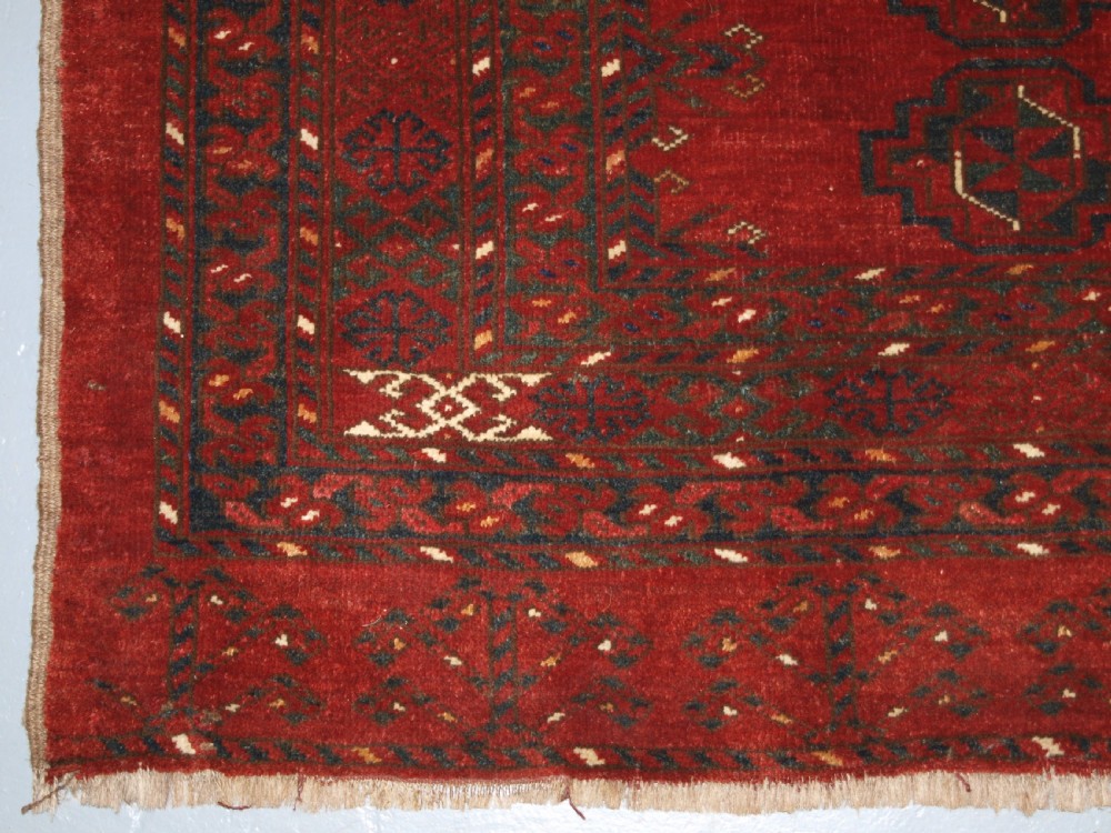 ANTIQUE ERSARI TURKMEN CHUVAL, LARGE SIZE, 12 GUL DESIGN, CIRCA 1900. View V