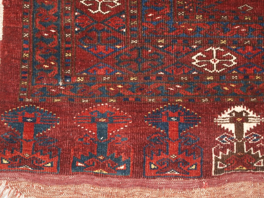 ANTIQUE ERSARI TURKMEN CHUVAL WITH 15 GULS AND GOOD TREE ELEM DESIGN, CIRCA 1900. View IX