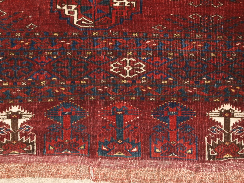 ANTIQUE ERSARI TURKMEN CHUVAL WITH 15 GULS AND GOOD TREE ELEM DESIGN, CIRCA 1900. View XI