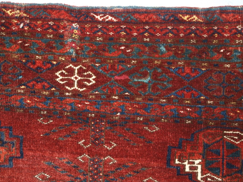 ANTIQUE ERSARI TURKMEN CHUVAL WITH 15 GULS AND GOOD TREE ELEM DESIGN, CIRCA 1900. View XII