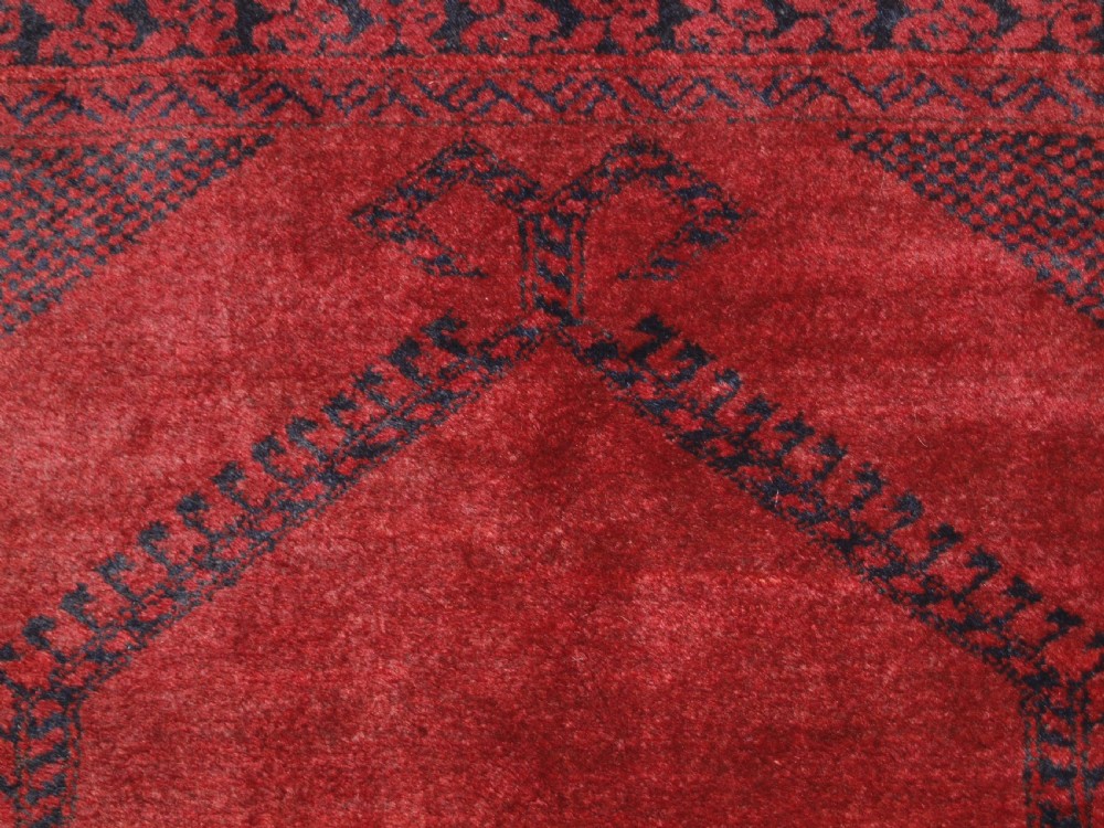 OLD AFGHAN VILLAGE PRAYER RUG WITH RAMS HORN DESIGN, OUTSTANDING EXAMPLE, CIRCA 1920. View VI