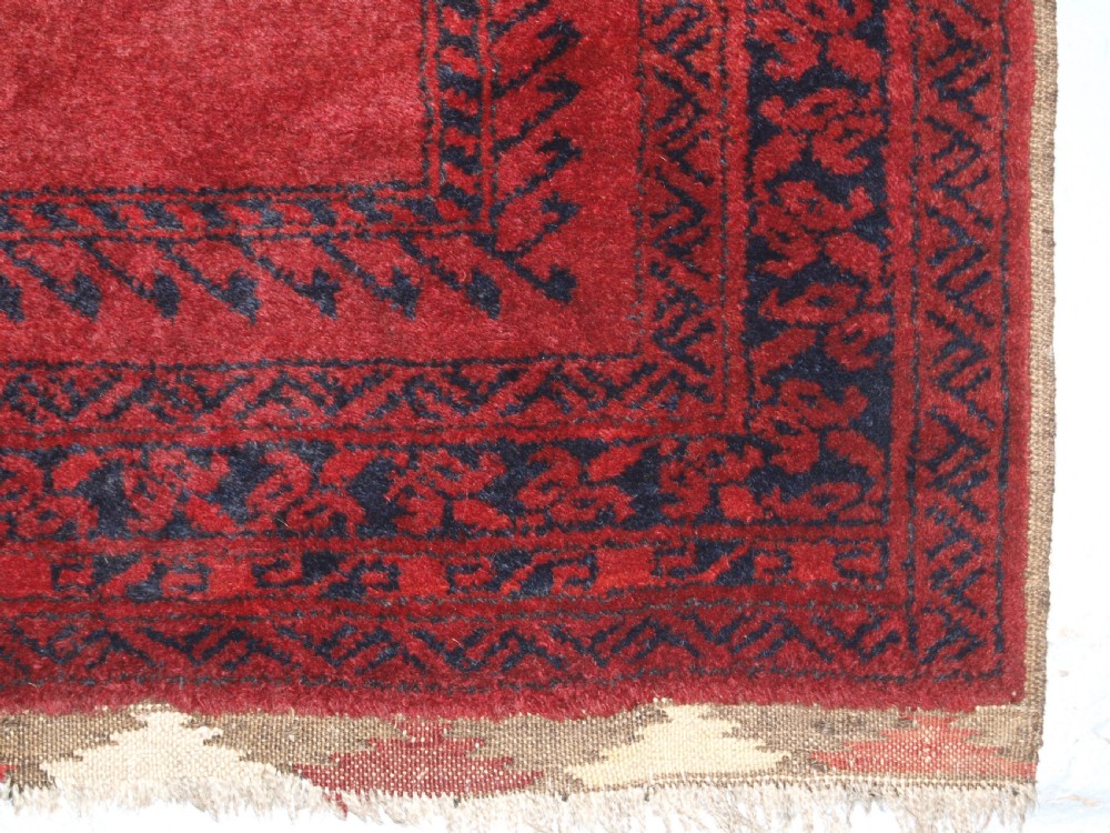 OLD AFGHAN VILLAGE PRAYER RUG WITH RAMS HORN DESIGN, OUTSTANDING EXAMPLE, CIRCA 1920. View VIII