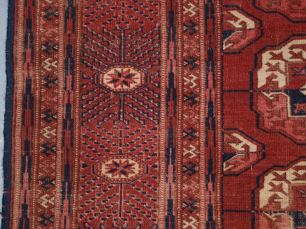 ANTIQUE TEKKE TURKMEN MAIN CARPET, GOOD COLOUR, INTERESTING GULS, LATE 19TH CENTURY. View VI