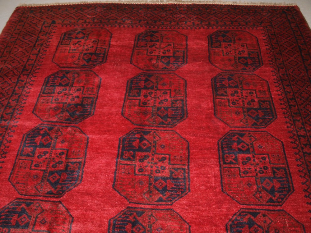 OLD TRADITIONAL RED AFGHAN VILLAGE CARPET, PERFECT CONDITION, CIRCA 1920. View III