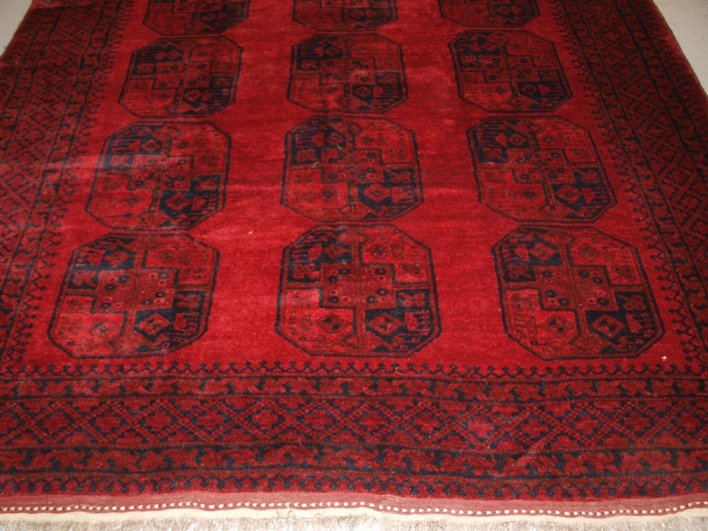 OLD TRADITIONAL RED AFGHAN VILLAGE CARPET, PERFECT CONDITION, CIRCA 1920. View V