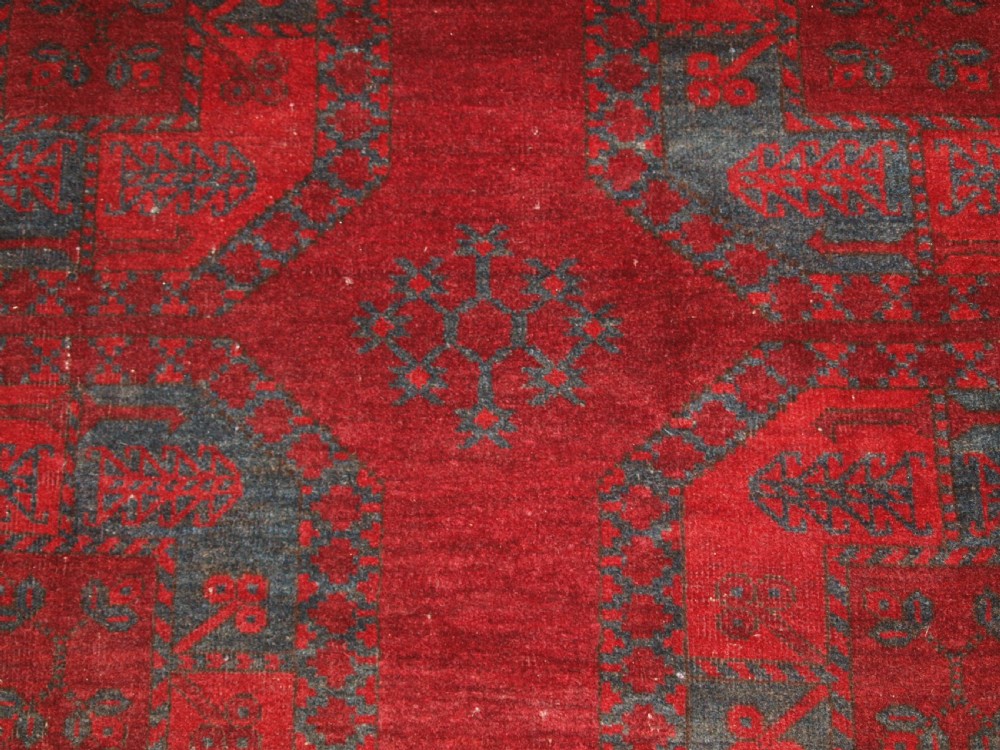 ANTIQUE AFGHAN ERSARI TURKMEN CARPET, DEEP PLUM RED COLOUR, CIRCA 1900. View XI