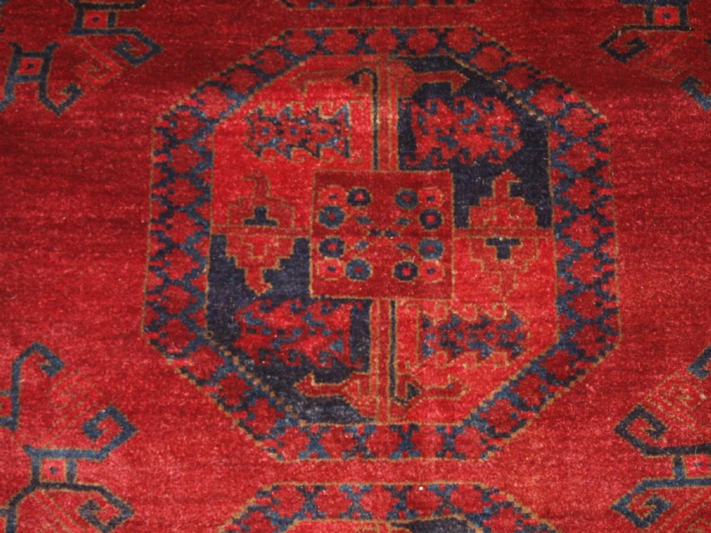 ANTIQUE AFGHAN ERSARI CARPET OF VERY LARGE SIZE WITH SUPERB ROSE MADDER COLOUR, CIRCA 1900. View X