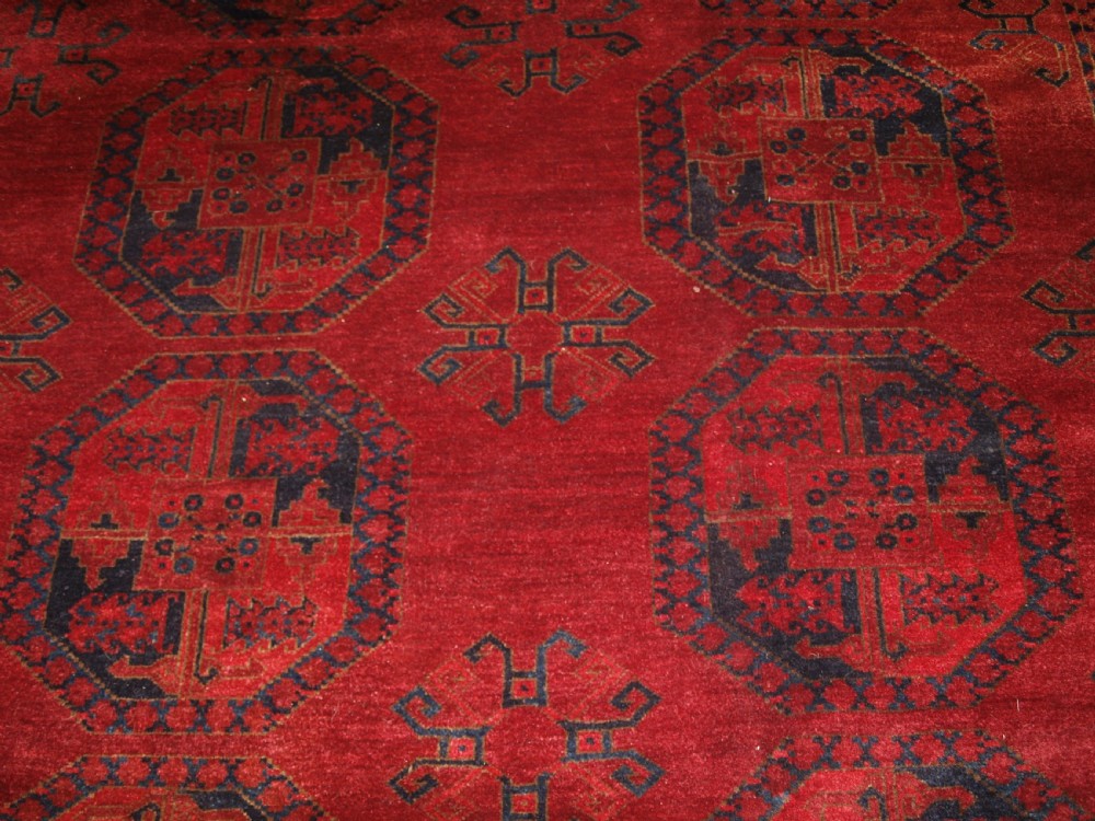 ANTIQUE AFGHAN ERSARI CARPET OF VERY LARGE SIZE WITH SUPERB ROSE MADDER COLOUR, CIRCA 1900. View XI