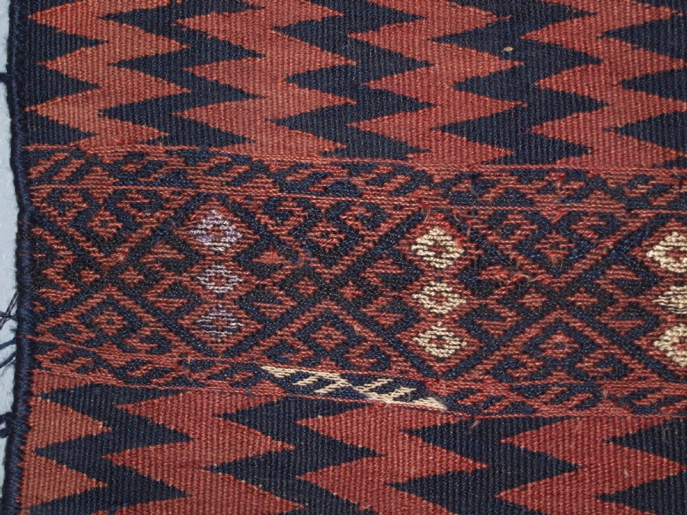 OLD EASTERN TURKISH KILIM RUNNER BY THE HERKI TRIBE, WEFT WORK DECORATION, CIRCA 1920. View VI