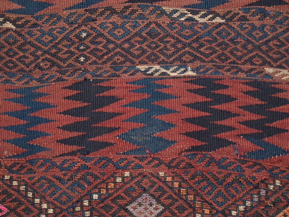 OLD EASTERN TURKISH KILIM RUNNER BY THE HERKI TRIBE, WEFT WORK DECORATION, CIRCA 1920. View VII