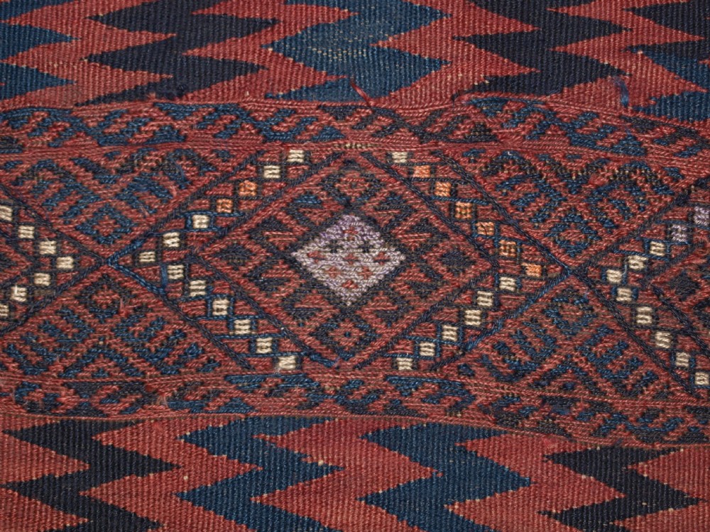OLD EASTERN TURKISH KILIM RUNNER BY THE HERKI TRIBE, WEFT WORK DECORATION, CIRCA 1920. View VIII