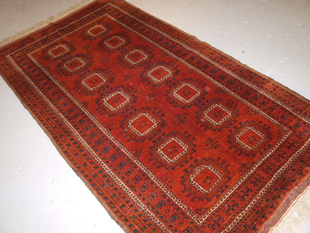 ANTIQUE AFGHAN ERSARI TURKMEN RUG, ARANJI VILLAGE, SUPERB COLOUR, CIRCA 1900. View II
