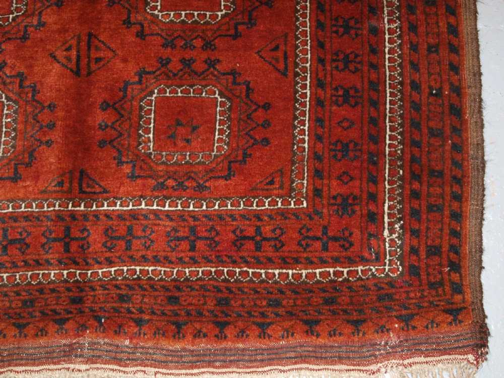 ANTIQUE AFGHAN ERSARI TURKMEN RUG, ARANJI VILLAGE, SUPERB COLOUR, CIRCA 1900. View XI