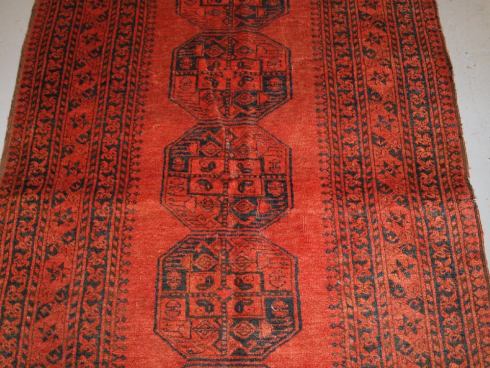 OLD NORTH AFGHAN VILLAGE RUG WITH SUPERB COLOUR, LOW PRICE DUE TO OLD REPAIR, CIRCA 1920. View VI
