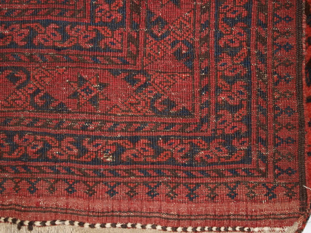 OLD NORTH AFGHAN VILLAGE RUG WITH SUPERB COLOUR, LOW PRICE DUE TO OLD REPAIR, CIRCA 1920. View XI