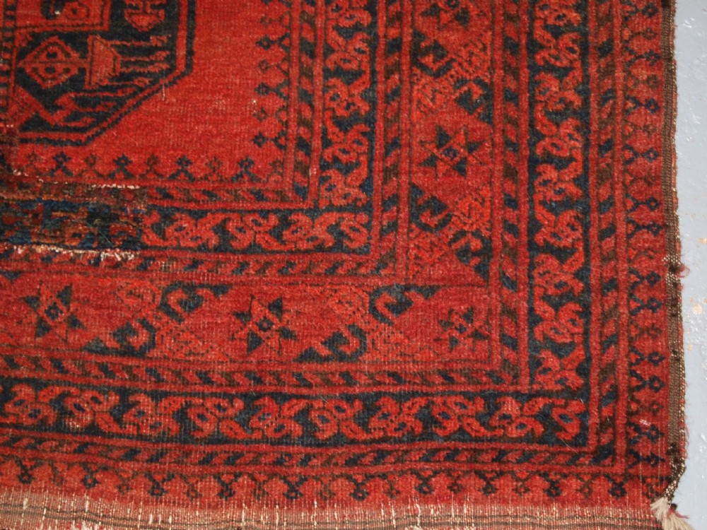 OLD NORTH AFGHAN VILLAGE RUG WITH SUPERB COLOUR, LOW PRICE DUE TO OLD REPAIR, CIRCA 1920. View XII