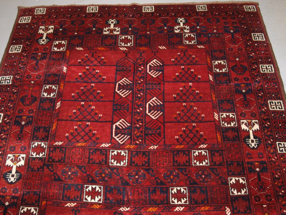OLD AFGHAN VILLAGE RUG WITH ERSARI TURKMEN ENSI DESIGN, CIRCA 1920. View IV