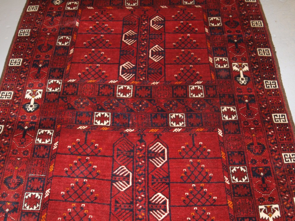 OLD AFGHAN VILLAGE RUG WITH ERSARI TURKMEN ENSI DESIGN, CIRCA 1920. View V