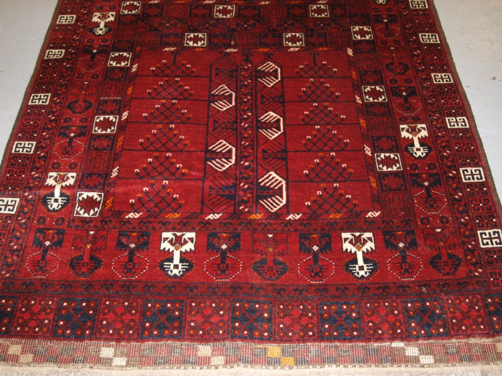 OLD AFGHAN VILLAGE RUG WITH ERSARI TURKMEN ENSI DESIGN, CIRCA 1920. View VI