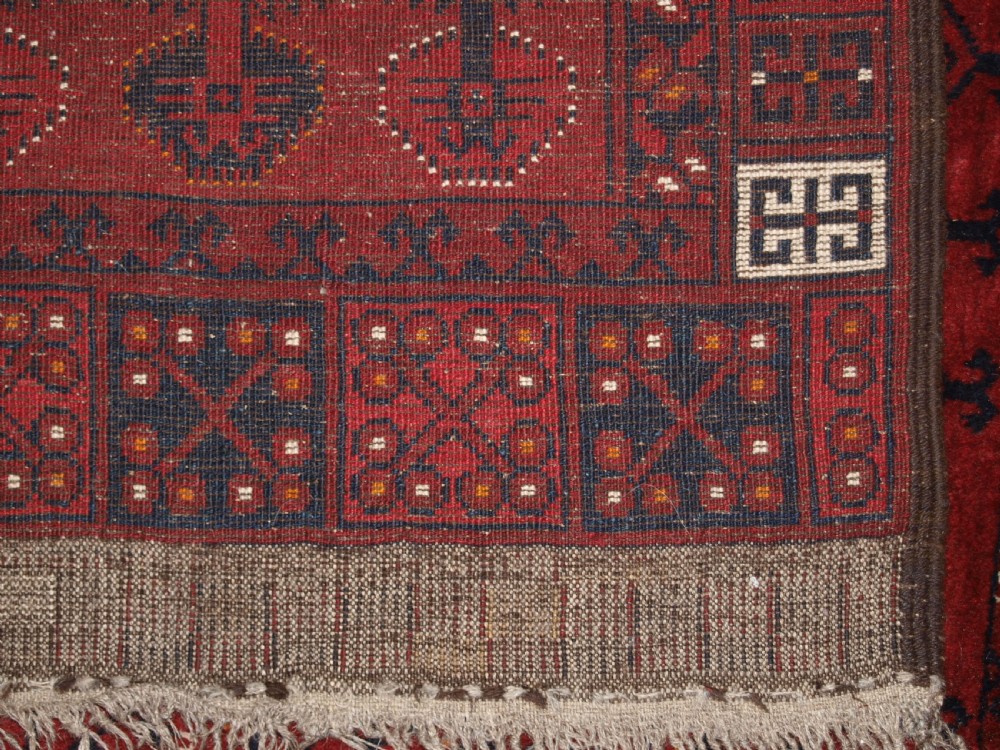 OLD AFGHAN VILLAGE RUG WITH ERSARI TURKMEN ENSI DESIGN, CIRCA 1920. View IX