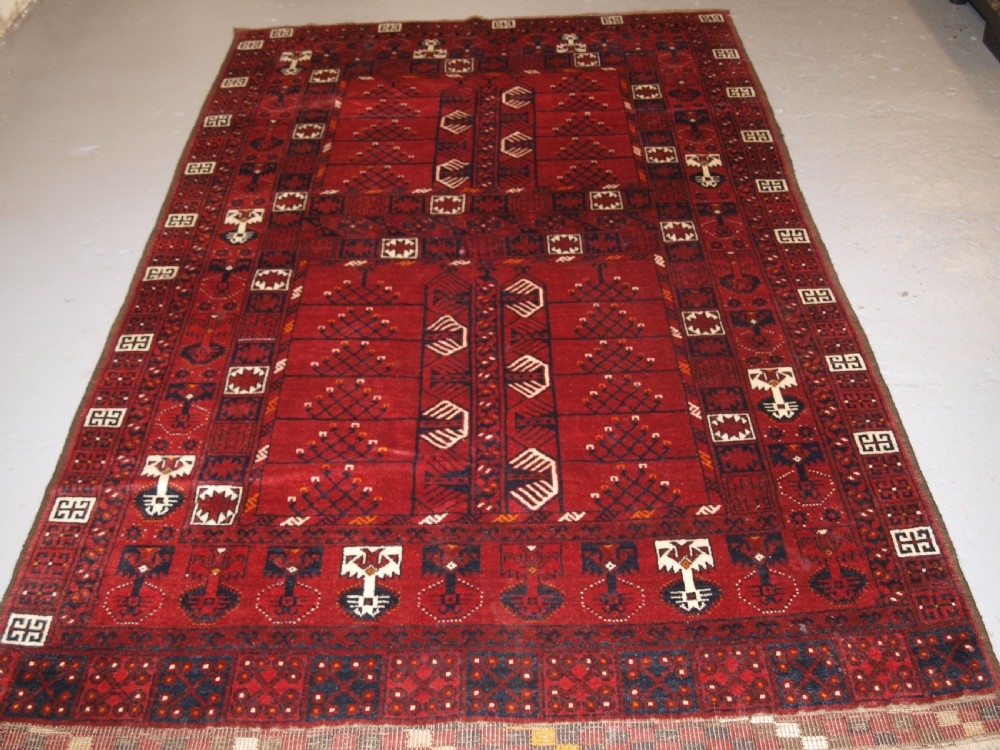 OLD AFGHAN VILLAGE RUG WITH ERSARI TURKMEN ENSI DESIGN, CIRCA 1920. View XI
