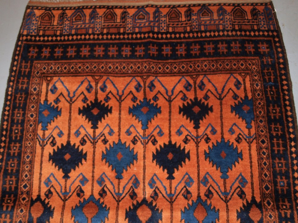 OLD AFGHAN VILLAGE RUG OF SCARCE CAMEL AND POPPY DESIGN, SUPERB RUG, CIRCA 1920. View V