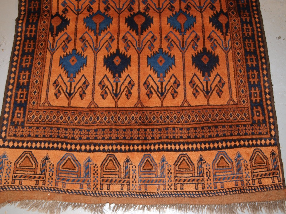 OLD AFGHAN VILLAGE RUG OF SCARCE CAMEL AND POPPY DESIGN, SUPERB RUG, CIRCA 1920. View VII