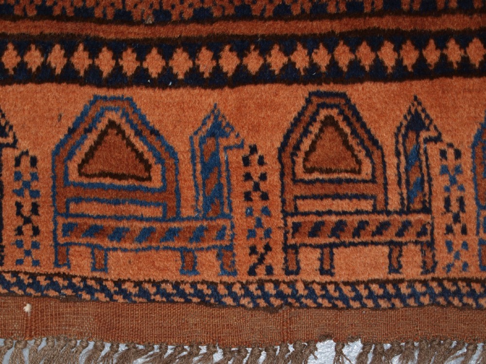 OLD AFGHAN VILLAGE RUG OF SCARCE CAMEL AND POPPY DESIGN, SUPERB RUG, CIRCA 1920. View VIII